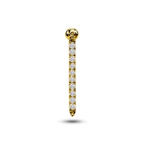 Pendiente de cartílago con diamantes colgantes / Pendiente de botón de oro macizo de 14 quilates / Pendiente de barra de torre de Chelebi Jewelry