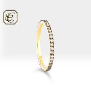 Brown Diamond Ring / 14K Rose Gold Ring / Half Eternity Ring / Birthday Gift for Her / Fine Jewelry By Chelebi
