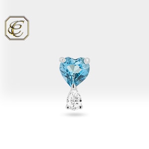 Aquamarin Knorpelohrring / 14K Gold Tragus Ohrring mit natürlichem Aquamarin und Diamant / Geschenk für ihren feinen Schmuck von Chelebi