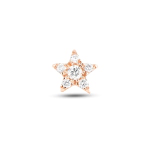 Pendiente de estrella con diamante para cartílago: oro de 14 quilates y 18 quilates, con parte trasera plana, para perforación de hélix y trago.