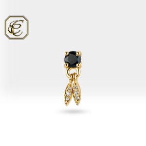Sapphire Rook Piercing Jewelry / 14K Solid Gold Cartilage Earring / Natural Sapphire and Diamond Birthday Gift / Fine Jewelry By Chelebi