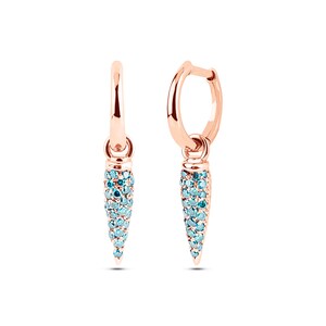 Blue Diamond Spike Earrings – 14K & 18K Gold Convertible Dangle Hoops