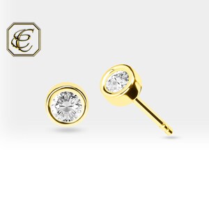 14K Gold Diamond Solitaire Earrings – Tiny Round Cut 0.32ct