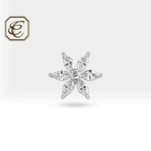 Brinco de diamante Tragus / Brinco de cartilagem de ouro 14K / Diamantes marquese naturais / Presente para ela / Joias finas por Chelebi