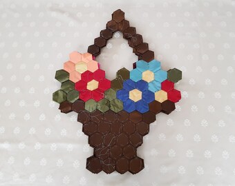 Silk Taffeta Patchwork Flower Basket Block: English Paper Piecing