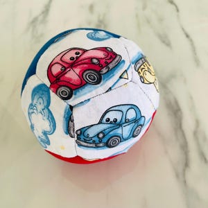 Patchwork Baby Ball: Hand Sewn Cotton Fabric Soft Toy Style 5- (14.5 inc)