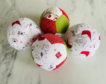 Patchwork Baby Balls, Handmade Christmas Themed Toy