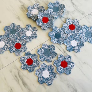 Cotton Hexagon Flowers for Quilting, English Paper Piecing, Patchwork Applique Blocks