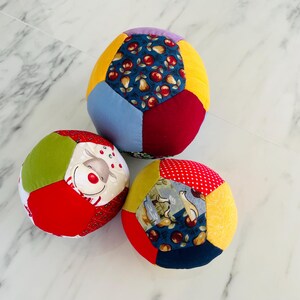 Patchwork Baby Ball: Hand Sewn Cotton Fabric Soft Toy image 11