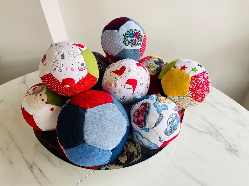 Patchwork Baby Ball: Hand Sewn Cotton Fabric Soft Toy image 4