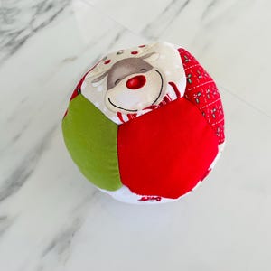 Patchwork Baby Ball: Hand Sewn Cotton Fabric Soft Toy Style 3 - (14.5 inc)