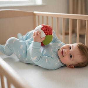 Patchwork Baby Ball: Hand Sewn Cotton Fabric Soft Toy image 5