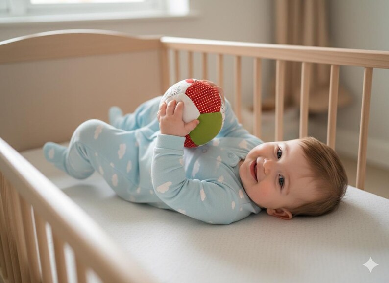 Patchwork Baby Ball: Hand Sewn Cotton Fabric Soft Toy image 5