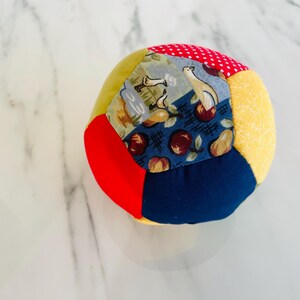 Patchwork Baby Ball: Hand Sewn Cotton Fabric Soft Toy Style 2- (14.5 inc)
