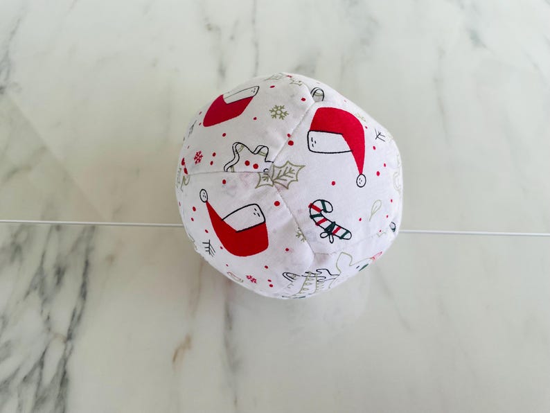 Patchwork Baby Ball: Hand Sewn Cotton Fabric Soft Toy Style 9 - (14.5 inc)