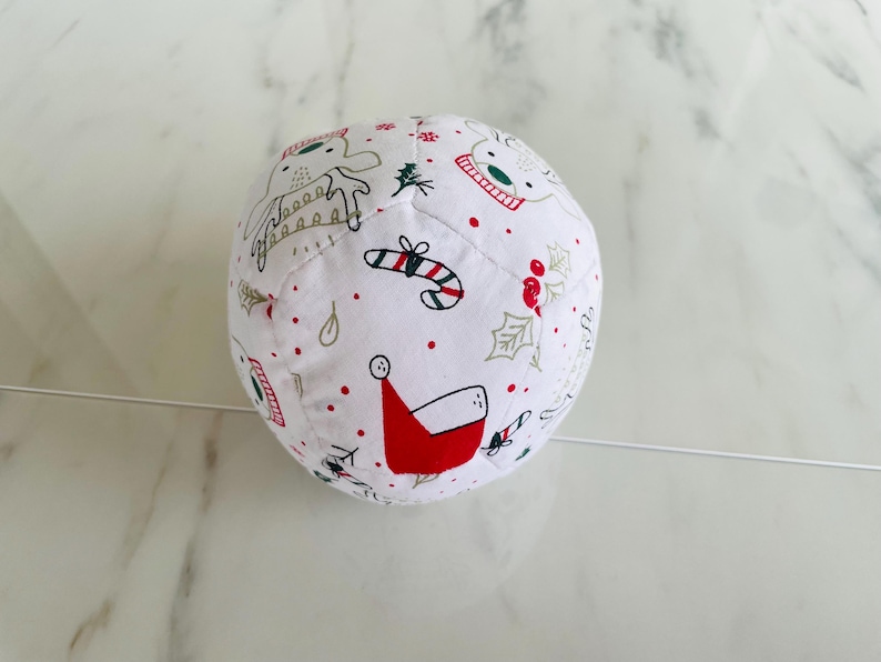Patchwork Baby Ball: Hand Sewn Cotton Fabric Soft Toy Style 10- (14.5 inc)