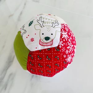 Patchwork Baby Ball: Hand Sewn Cotton Fabric Soft Toy Style 4- (14.5 inc)