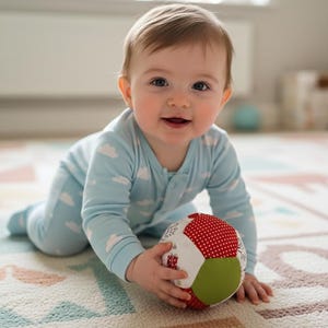 Patchwork Baby Ball: Hand Sewn Cotton Fabric Soft Toy image 2