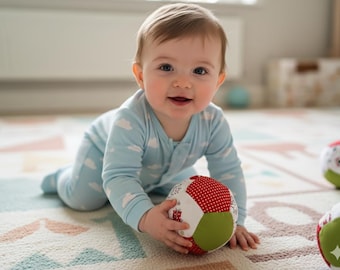 Patchwork Baby Ball: Hand Sewn Cotton Fabric Soft Toy