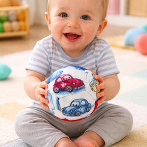 Patchwork Baby Ball: Hand Sewn Cotton Fabric Soft Toy image 3