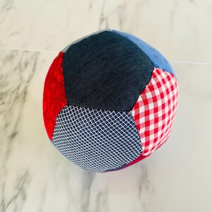Patchwork Baby Ball: Hand Sewn Cotton Fabric Soft Toy Style 6 - (19 inc)
