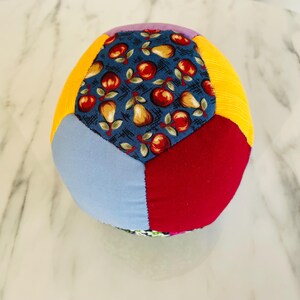 Patchwork Baby Ball: Hand Sewn Cotton Fabric Soft Toy Style 1 - (19 inc)
