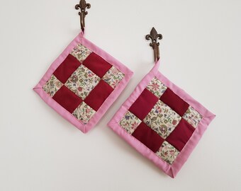 Patchwork-grytlappar, fyrkantiga quiltade bomullsgrytlappar