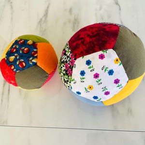 Patchwork Baby Ball: Hand Sewn Cotton Fabric Soft Toy image 10