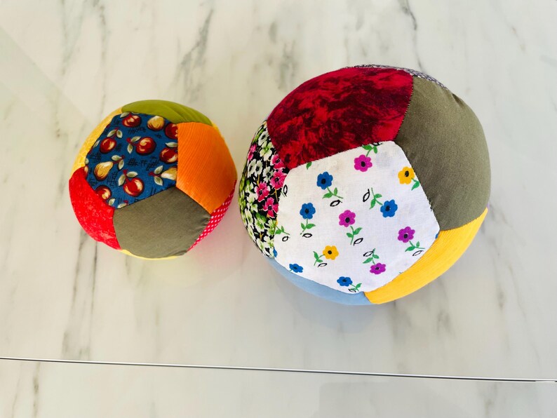 Patchwork Baby Ball: Hand Sewn Cotton Fabric Soft Toy image 10