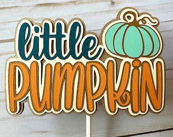 Little Pumpkin Cake Topper, Our Little Pumpkin is on the Way, Blue Fall Pumpkin Baby Shower Decor