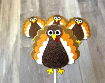 27Pcs Thanksgiving Cupcake Toppers - Turkey Friendsgiving Party Decorations