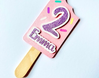 Custom Popsicle Cupcake Toppers: Sweet One/Two Girl Birthday Decor