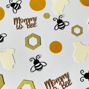 Mommy to Bee Table Confetti Table Scatter | Gender Neutral What Will it Bee Baby Shower Decor | Bumble Bee Honeycomb Die Cuts
