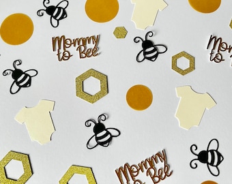 Mommy to Bee Table Confetti Table Scatter | Gender Neutral What Will it Bee Baby Shower Decor | Bumble Bee Honeycomb Die Cuts