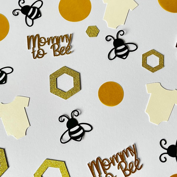 Mommy to Bee Table Confetti Table Scatter | Gender Neutral What Will it Bee Baby Shower Decor | Bumble Bee Honeycomb Die Cuts