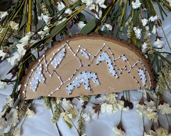 Mountain string art | snow | climb | wanderlust | handmade | gift idea | outdoors | adventure | natural wood | home decor | rustic | hiking