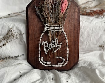 Mason Jar | String art | Sign | Wall art | Handmade home decor | Rustic | Farm house | Dried flowers | Vase | Lavender | Plant lover
