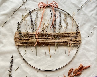 Small metal hoop lavender wreath | Wildflower | Dried flowers | Dried lavender | Handmade home decor | Wall art | Rustic | Industrial | Boho
