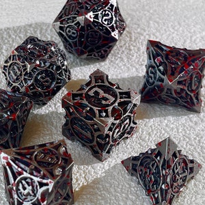 Metal dice set, Metal dice set for role playing games , Metal d&d dice set for gift , Full dungeons and dragons dice set