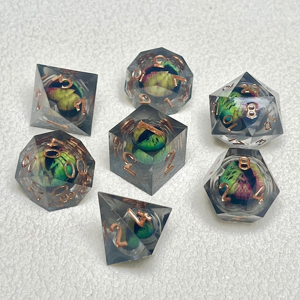 Dragon eye dnd dice set liquid core, Galaxy d and d dice, Liquid core sharp edge dice, Resin dungeons and dragons dice