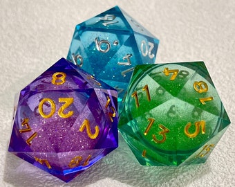 Handmade D20 liquid core dice set, Giant D20, Liquid core dnd dice for magic the gathering , Dungeons and dragons Giant D20 dice,