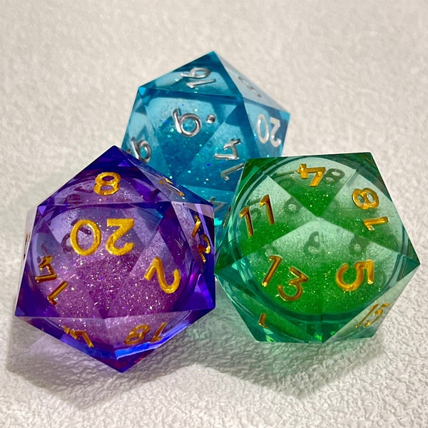Handmade D20 liquid core dice set, Giant D20, Liquid core dnd dice for magic the gathering , Dungeons and dragons Giant D20 dice,
