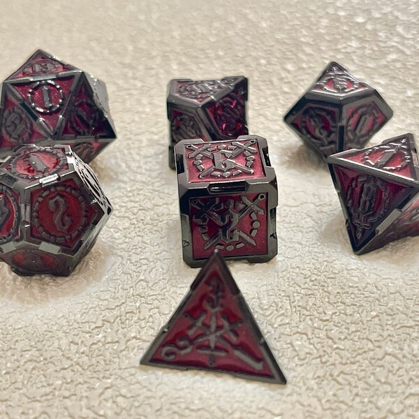 Polyhedral Dice Set - Extra Large & Heavy Metal Gold Celtic Dice DND Pathfinder Call of Cthulhu Dungeons and Dragons DnD5e