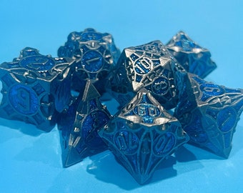 Metal dice set, Metal dice set for role playing games , Metal d&d dice set for gift , Polyhedral sharp edge dice set