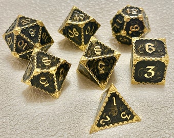 7pcs RPG Dice Set - Gold Metal Tabletop Roleplaying Games, D20 D10 D00 D8 D6 D4, DND, Dungeons and Dragons