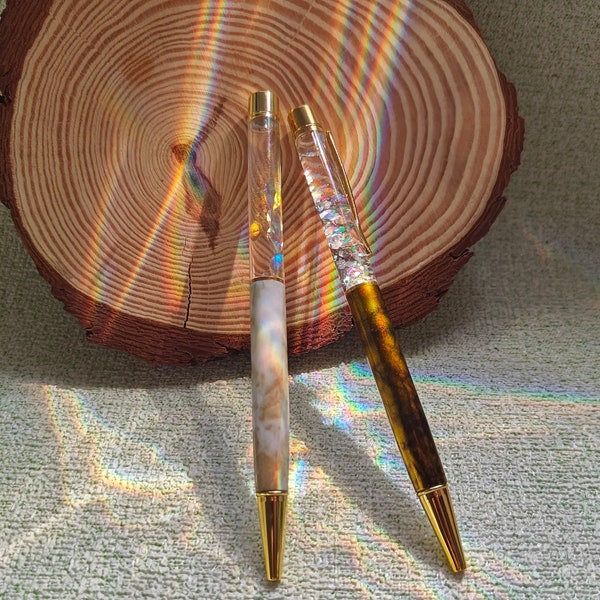 Gold Resin pen, Stationery, Office Supplies, Floral Pen, Pretty Pens, Personalised gifts, Stylish Pen, Aurora