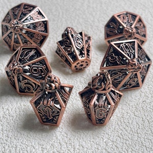 7 PCS Metal Dice, Hollow DnD Dice Set, D20 Dice Set, Dungeons and Dragons, Game Dice, Metal d&d Dice