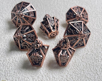 7 PCS Metal Dice, Hollow DnD Dice Set, D20 Dice Set, Dungeons and Dragons, Game Dice, Metal d&d Dice