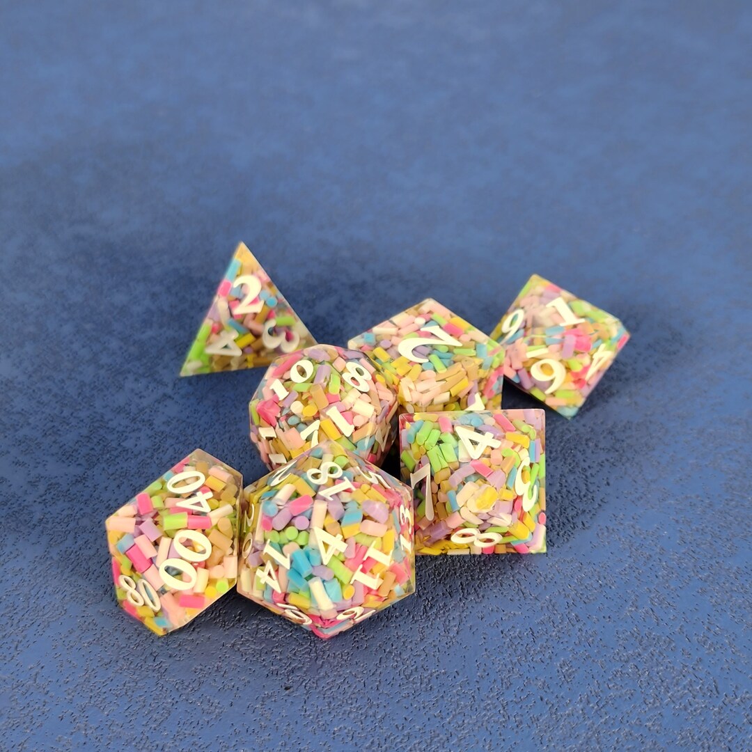 Dnd Resin Sharp Edge Dice Set, Lightning D&D Dice Set for Dungeons and