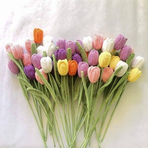 Handmade Finished Crochet Tulips Flower, Crochet Bouquet, Wedding Bouquet, Anniversary Gift, Housewarming Gift, Home Decor, Crochet Art